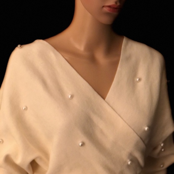 Cute & Classy Long-sleeve mini dress with pearls. - Picture 7 of 7